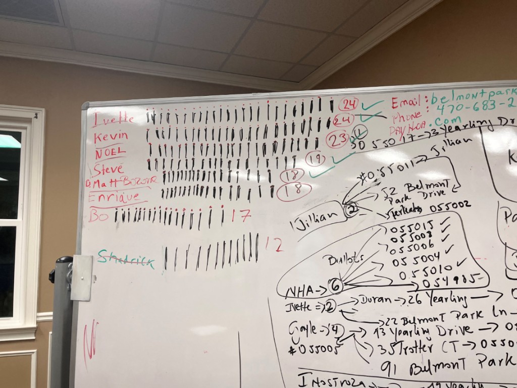 Photograph of the August 30, 2026 election tally whiteboard